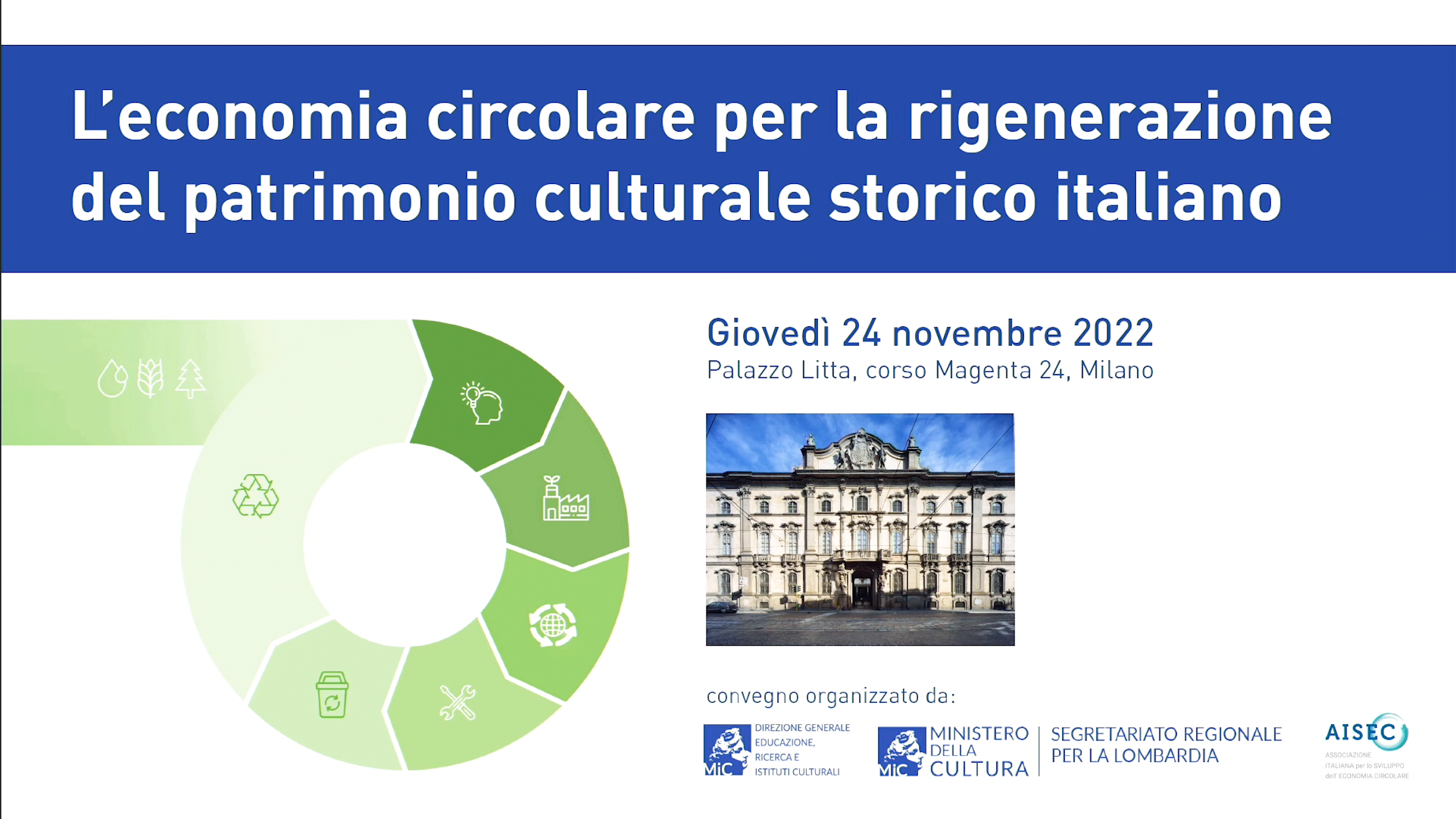 Convegno L'economia circolare, 24 novembre, Palazzo Litta a Milano. Comunicato e video.